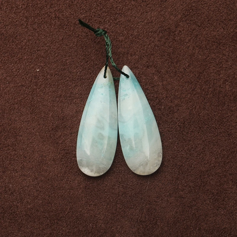 

Натуральные модные полудрагоценные женские серьги с амазонитом, модные ювелирные аксессуары, женские 37x14x5 мм 6,6 г