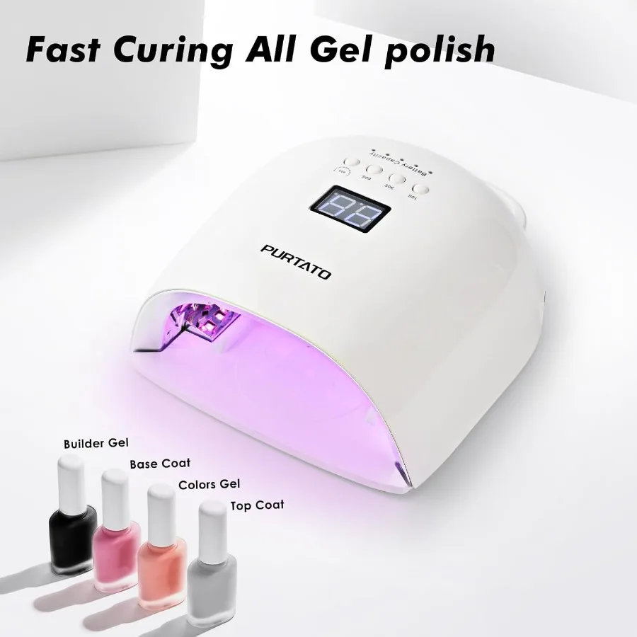 Professionele oplaadbare UV LED-nagellamp met 4 timerinstellingen en 18000 mAh lange batterijduur nageldroger JC22 wit