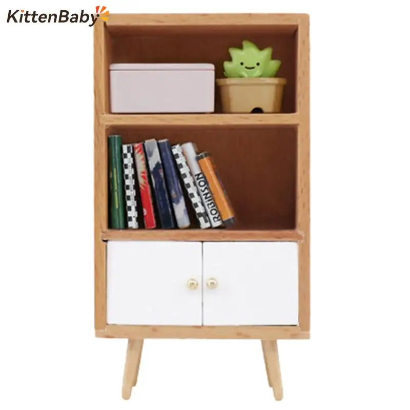 

1Pcs 1/12 Dollhouse Miniature Furniture Multifunction Wood Cabinet Bookcase Bookshelf for Pretend Play Toy