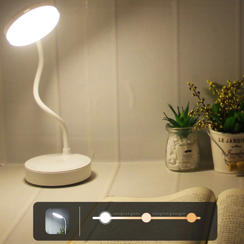 LED แบบพกพาโคมไฟตั้งโต๊ะหรี่แสงได้ปลั๊ก USB แบตเตอรี่ขับเคลื่อนโคมไฟตั้งโต๊ะห้องนอนอ่านหนังสือไฟกลางคืนป้องกันดวงตา LED โคมไฟข้างเตียง