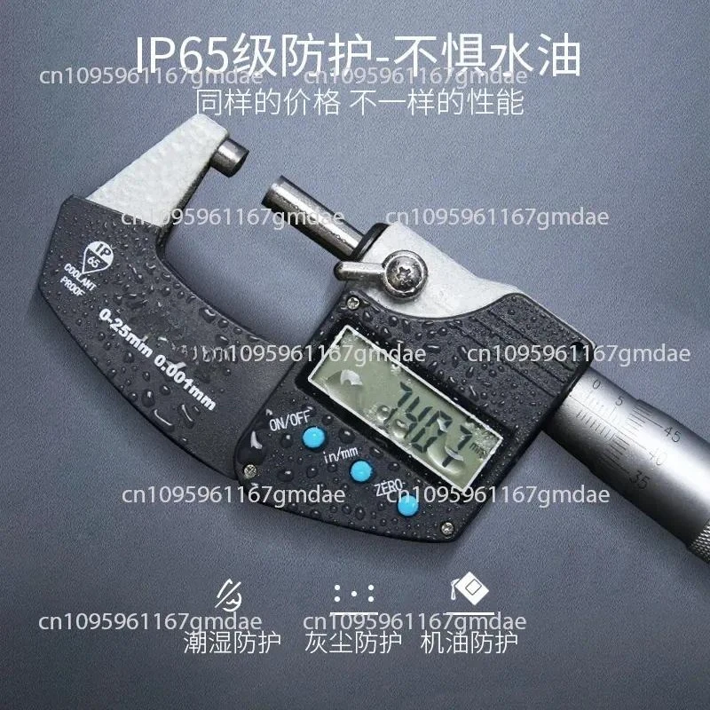 Digital Display Outer Diameter Micrometer 0-25mm High Precision 0.001 Digital Spiral Micrometer Electronic Thickness Gauge