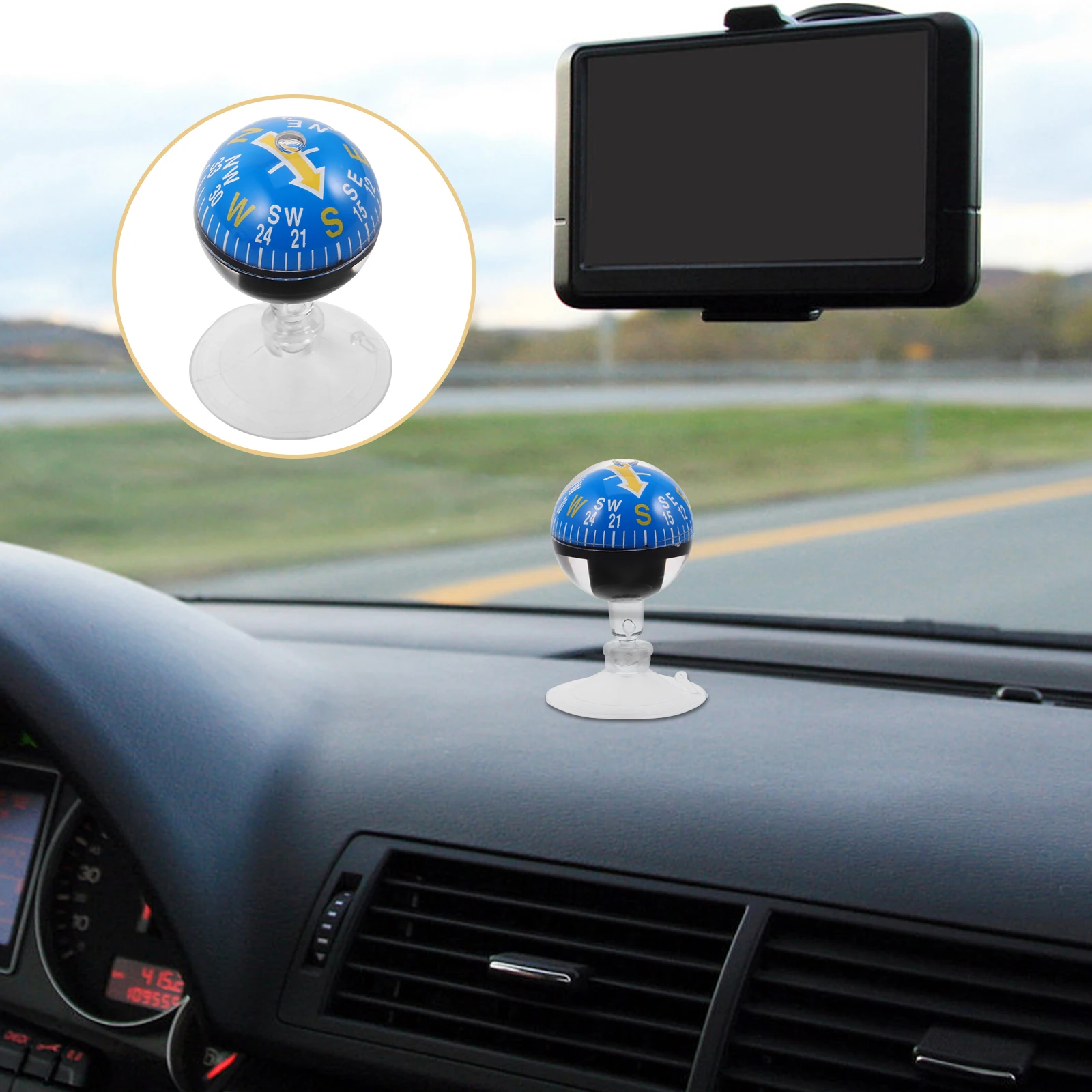 

3D Ball Automotive 38Mm Suction Cup Dashboard Mount For Car Truck Boat Navigation High Precision Portable Travel Hiking Suction