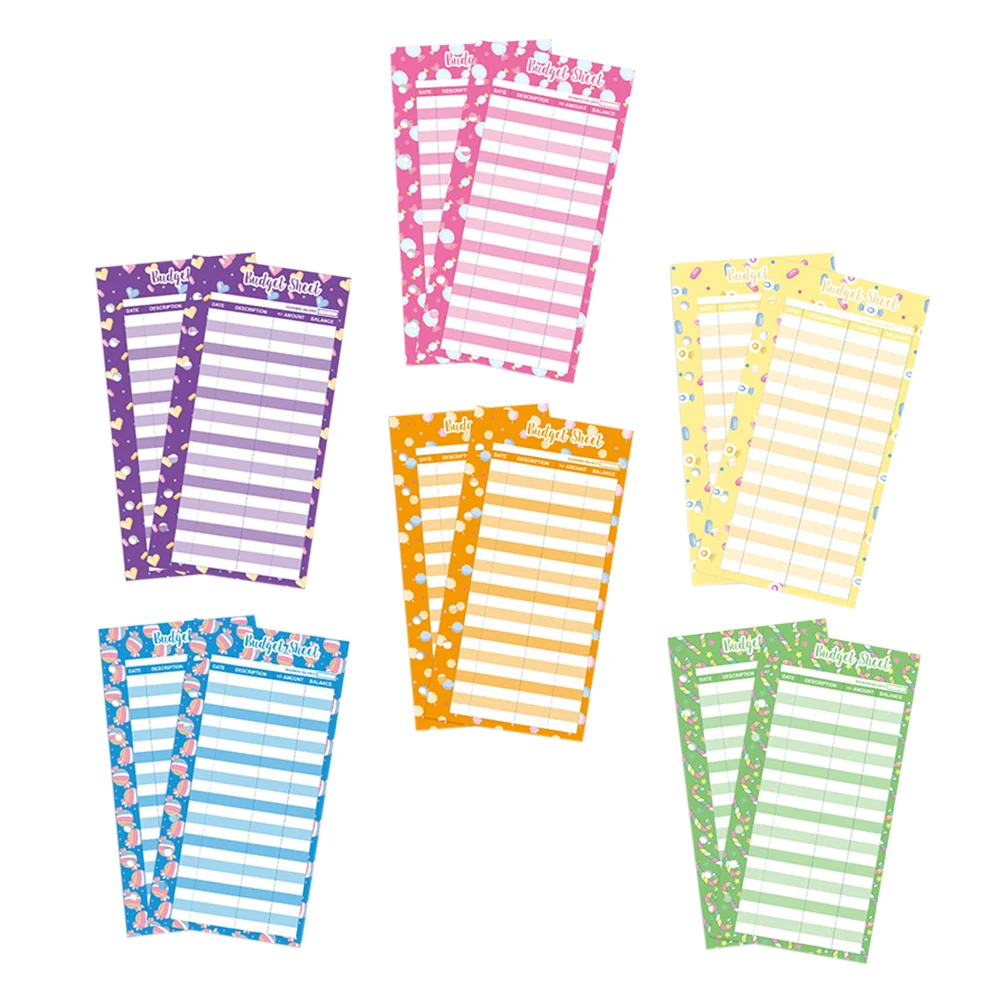 แผ่นบันทึกการใช้จ่ายแบบง่าย 24 ชิ้น ลายลูกกวาด สำหรับบันทึกการใช้จ่ายรายละเอียด ใช้ได้ทั้งในบ้าน โรงเรียน และธุรกิจ