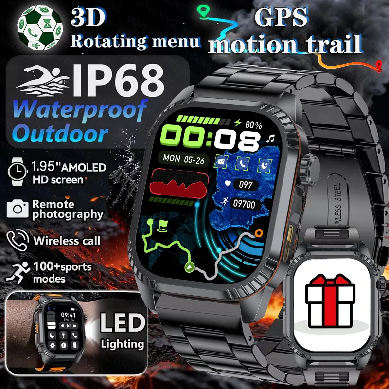 

Смарт-часы с GPS-трекером, функцией проверки банкнот, фонариком, мониторингом здоровья, HD-звонками, для военных, для активного отдыха, мужские смарт-часы