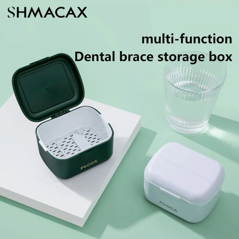 

Orthodontic Retainer Braces Storage Box Soaking Invisible Teeth Denture Cleaning Tooth Storage Portable Belt Case