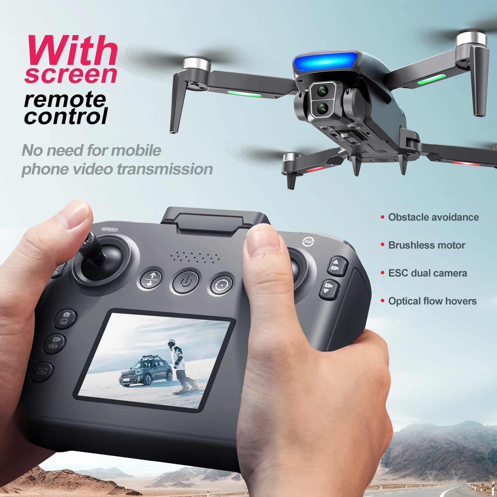 S181 dual-camera drone with one-key orbit, smart follow, omnidirectional obstacle avoidance, Wi-Fi, brushless motor, and other f