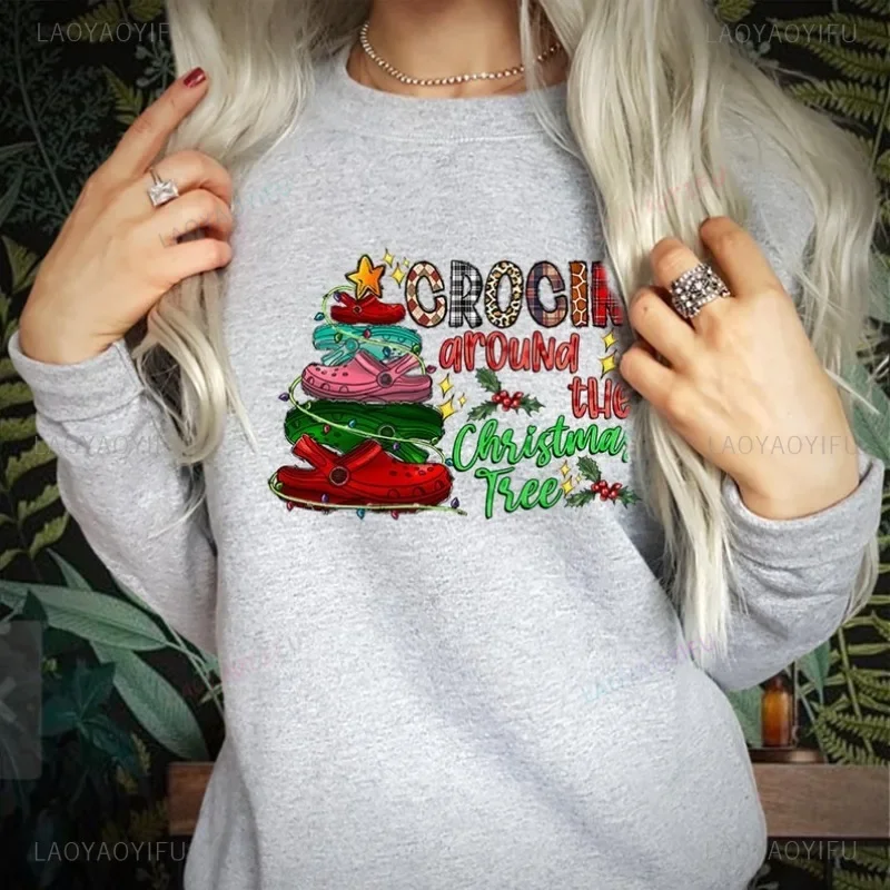 Crocin Around The Christmas Tree Lights Sweatshirts Festive Season Funny Gift Costume Family Merry Xmas Jumper Hoodie