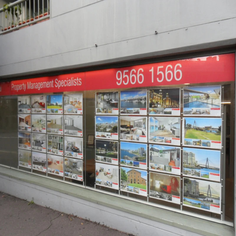 A4 Restate Agents Window Display Lightbox Frame Suspended LED Lightbox for Estate Agent Single Side Display (5 Units/Column)