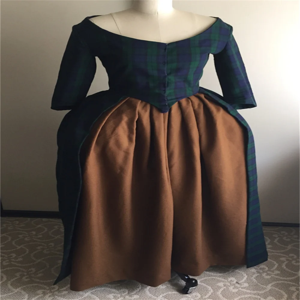 Outlander Claire Cosplay Costume  Medieval Victorian Scottish Colonial Scotland Highland Ball Gown