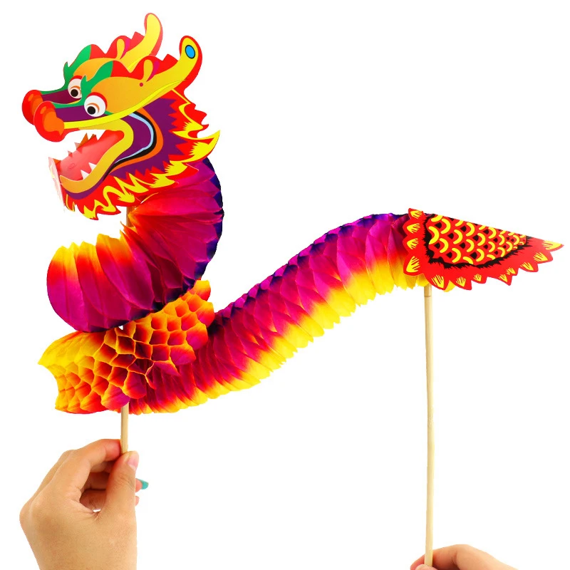 DIY Paper Dragon Craft Material Chinese New Year Decor Dance Three-Dimensional Pull Flower