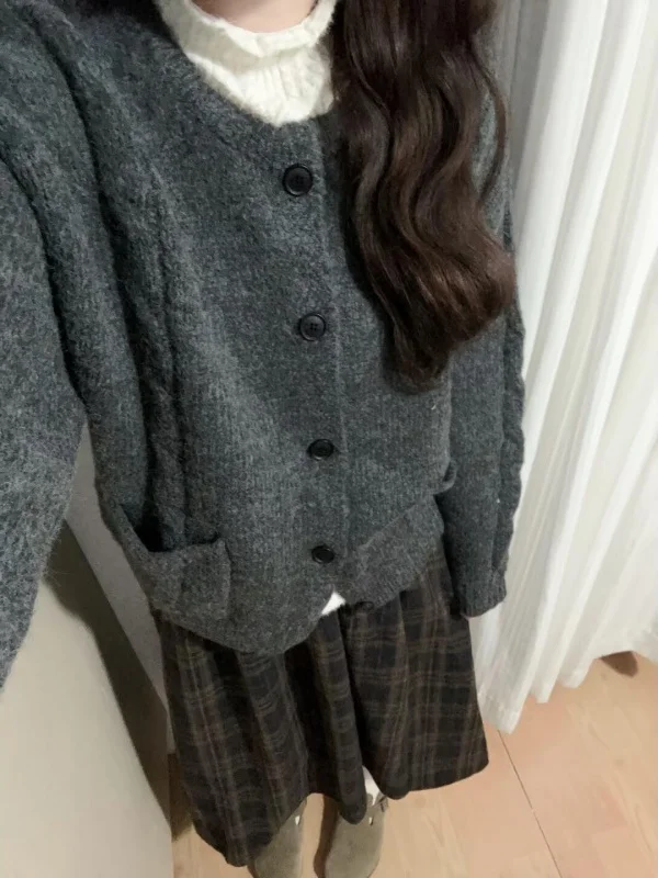 Koreanische Frühen Herbst Neue Sle Gestrickte Pullover Strickjacke frauen Kleine Fraance Lange Sve Top Pendeln Sle Regelmäßige Dünne