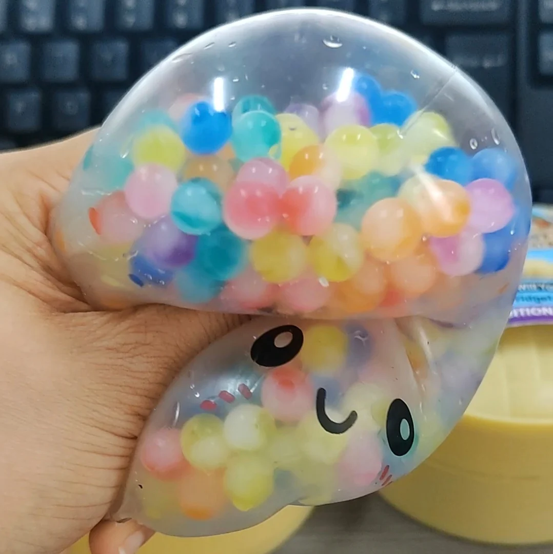In stock! Colorful Bubble Dumpling Squishy with Bead Sensory Squeeze Toy for Stress Relief with Bamboo Steamer Funny Gift