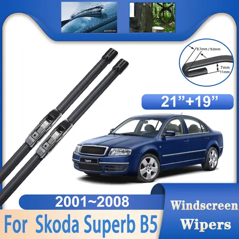For Skoda Superb B5 Typ 3U Accessorie 2001~2008 Car Rubber Window Windshield Windscreen Wipers Auto Rain Brushes Car Wiper Blade