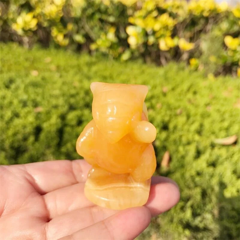 5.6CM Natural Yellow Calcite Carved Statue Office Home Decor Healing Crystal Decor Creative Christmas Gifts For Kids