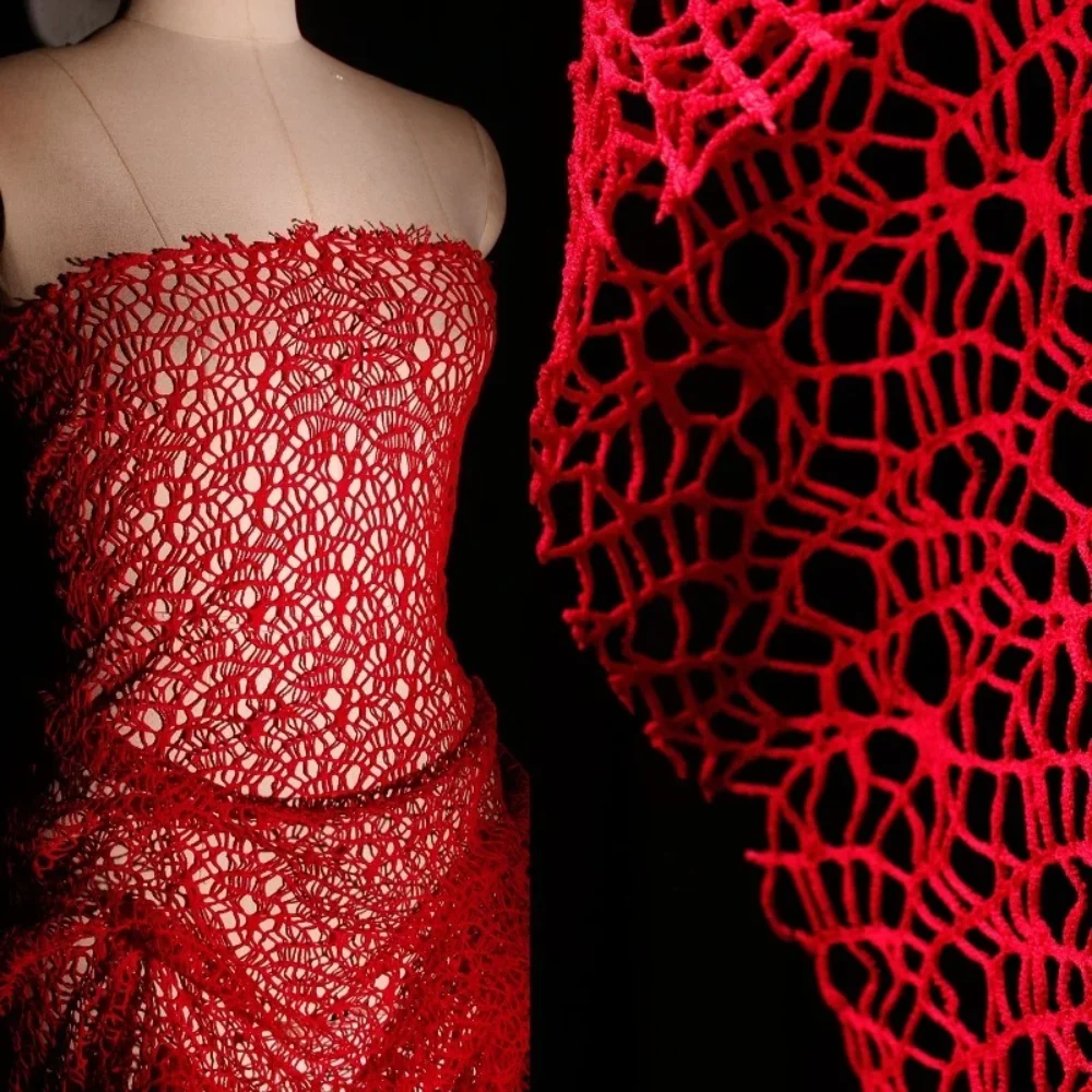 Irregular Hollow Perspective Large Mesh Fabric for Creative Decorative Clothing DIY Designer Fabrics By The Meter Cloth Material