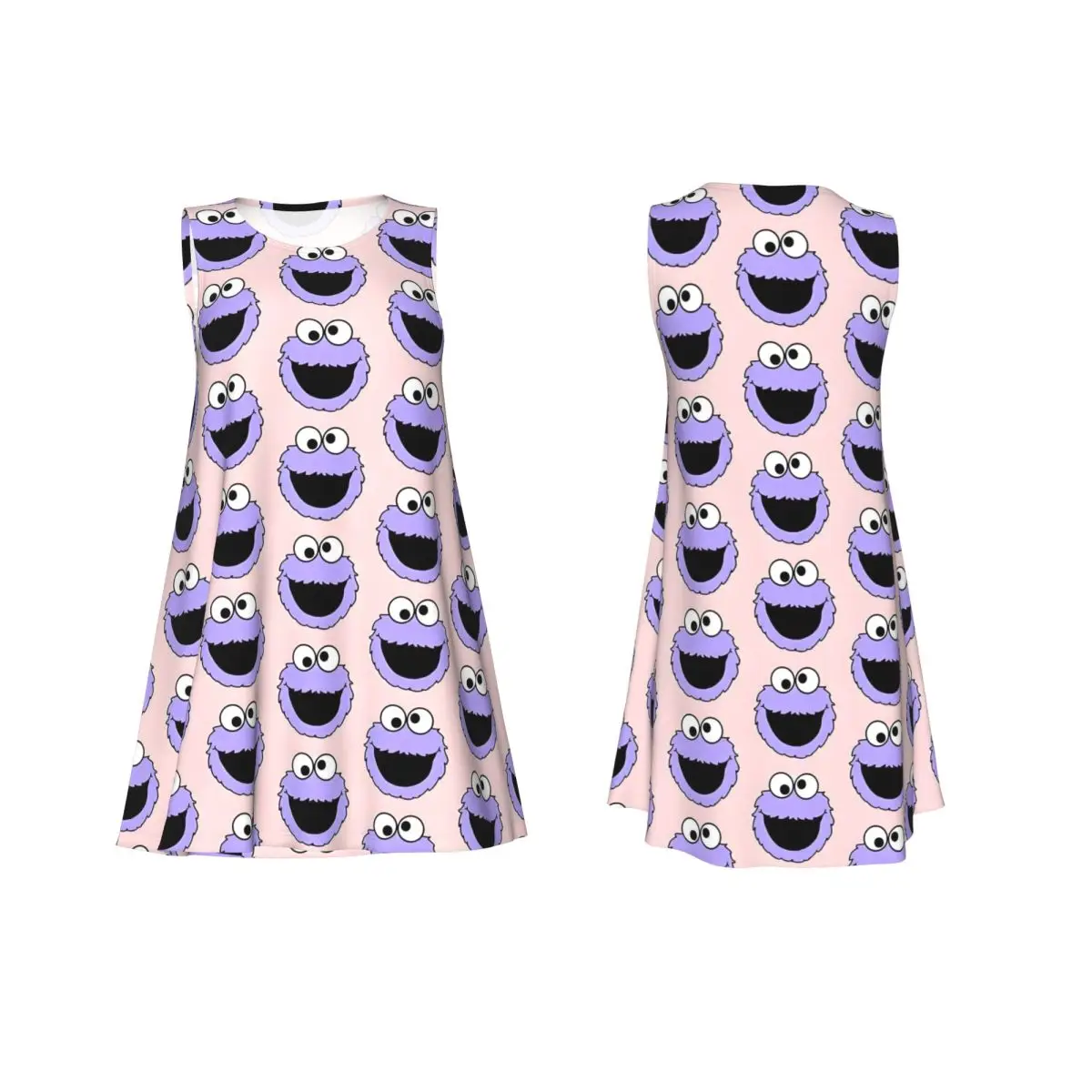 مخصص للسفر كوكي مونستر المرأة بلا أكمام فستان شاطئ الشاطئ عادية بلا أكمام فستان تلفزيون تعليمي للأطفال #3