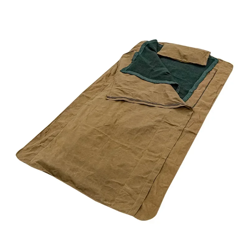 Outdoor Winter Survival Waterproof Sleeping Bag with Pillow Warmer Oil Wax Canvas Camping Sleeping Bag Cover ODM