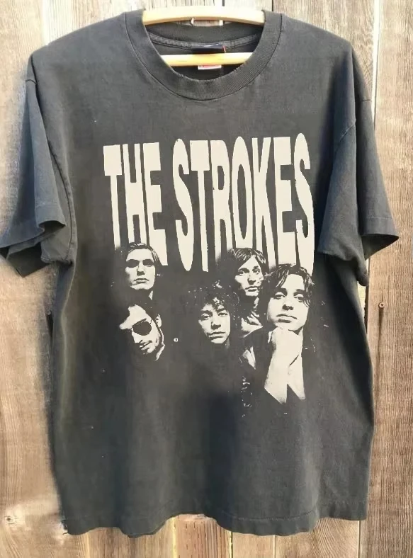 Summer Women's Vintage The Strokes Band T-Shirt Cotton Breathable Stylish Versatile Street Style Men's Clothing Women's T Shirt