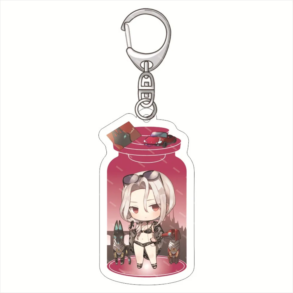 Cute Game Anime Fate Grand Order Ashiya Douman Keychain Doll FGO Enkidu Acrylic Keyring Pendant for Fans Women friend Toy Gift