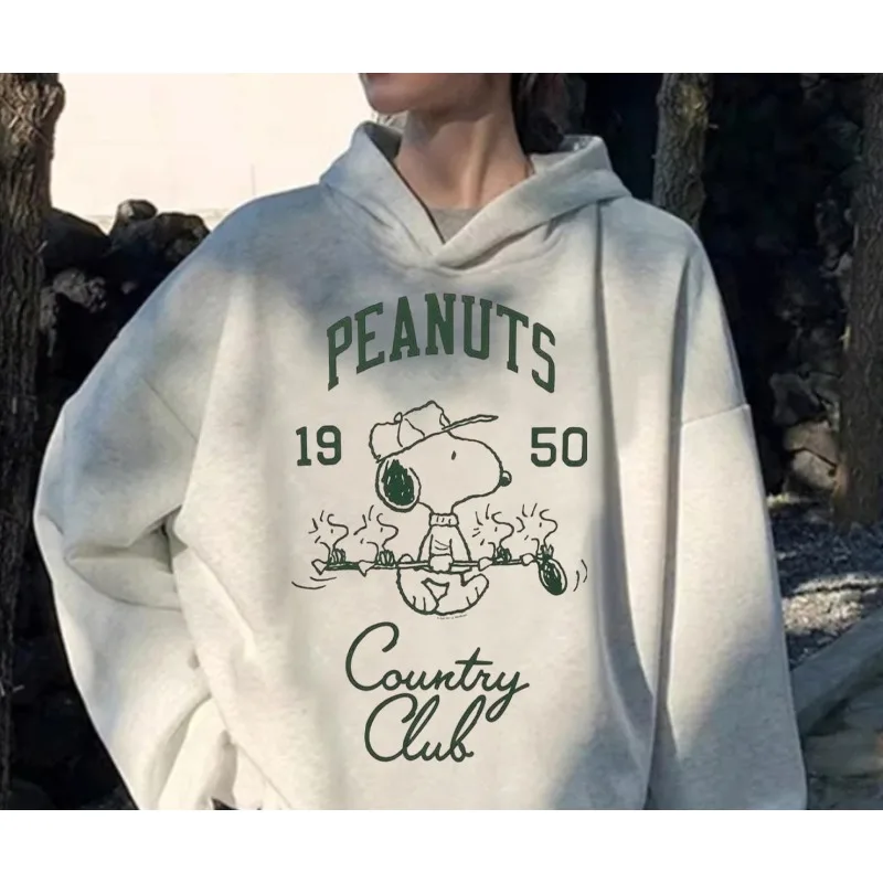 

Snoopy Peanuts Country Club Hoodie Men Women 2025 Autumn/Winter New Y2K Casual Sweatshirt Top Couple Style Harajuku Style Top