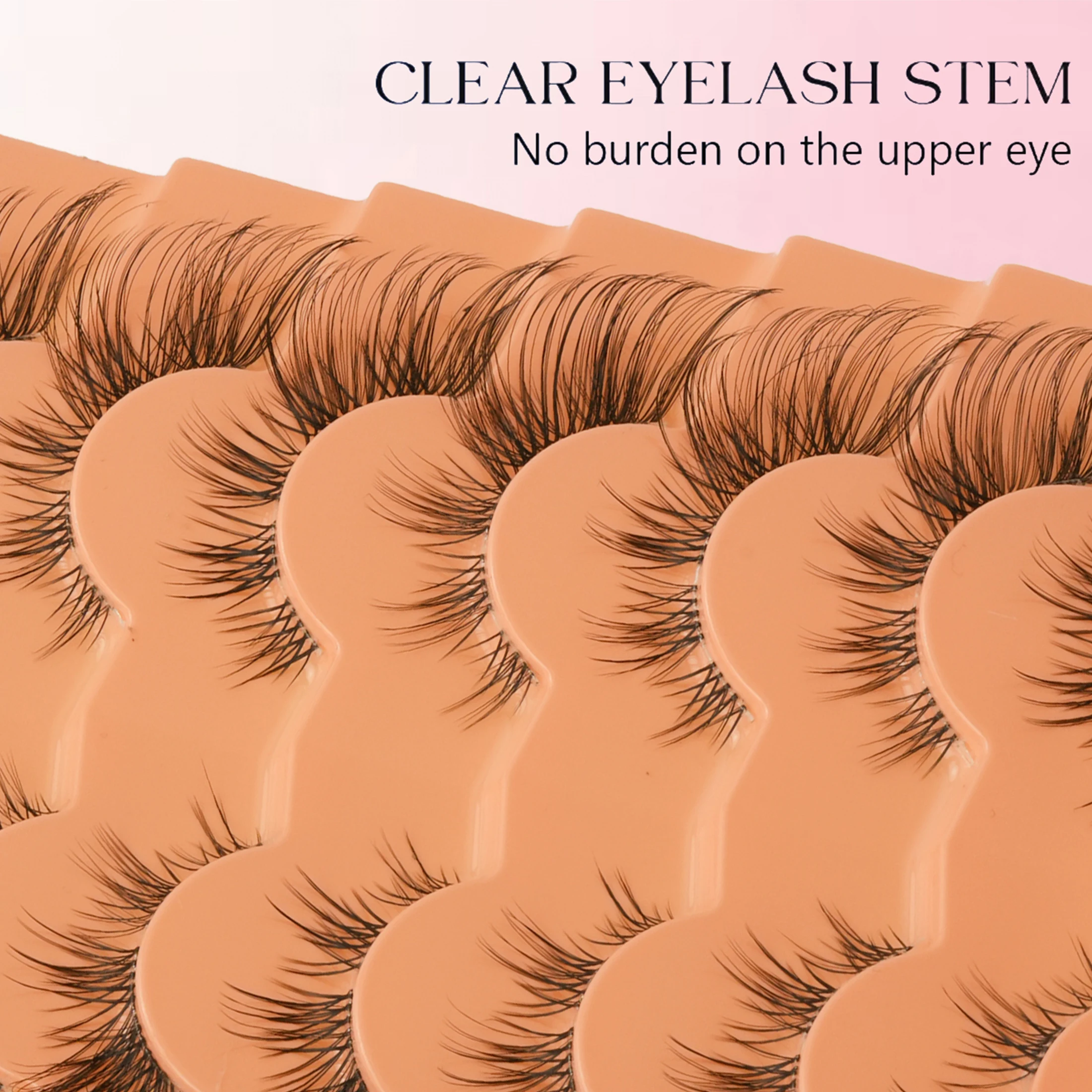 8 Pairs Wispy Criss‑Cross Strip False Eyelashes Fluffy Faux Mink Natural Voluminous Reusable Fake Lashes for Women Makeup
