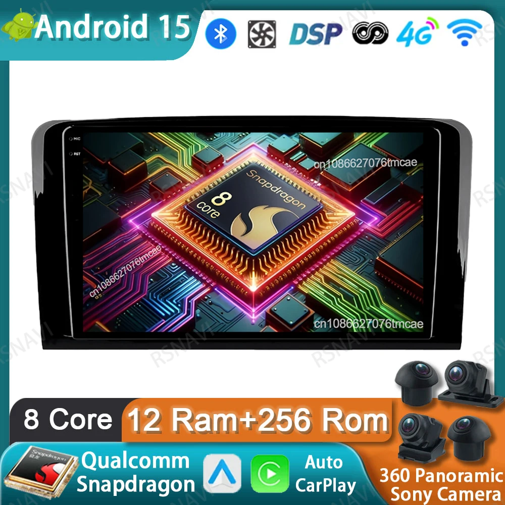 

Car Radio Android 15 For Mercedes Benz M-Class W164 GL-Class X164 ML GL 2005-2012 DVD GPS 5G WIFI BT Viedo Player Multimedia DSP