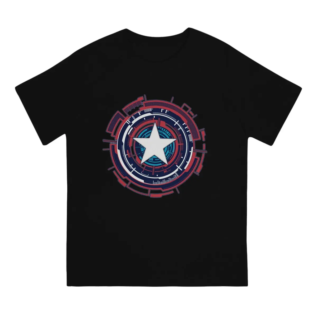 Men's Futuristic T Shirts Disney Captain America Film 100% Cotton Tops Hipster Short Sleeve Round Collar Shirt Graphic T-Shirts