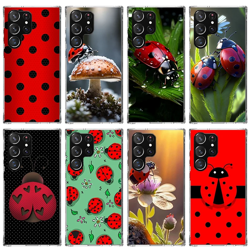 Insect Seven-Star ladybug Phone Case For Samsung Galaxy S24 S23 S22 S21 Ultra S20 FE S10 Plus S10E S9 S8 Soft TPU Back Cover Fun