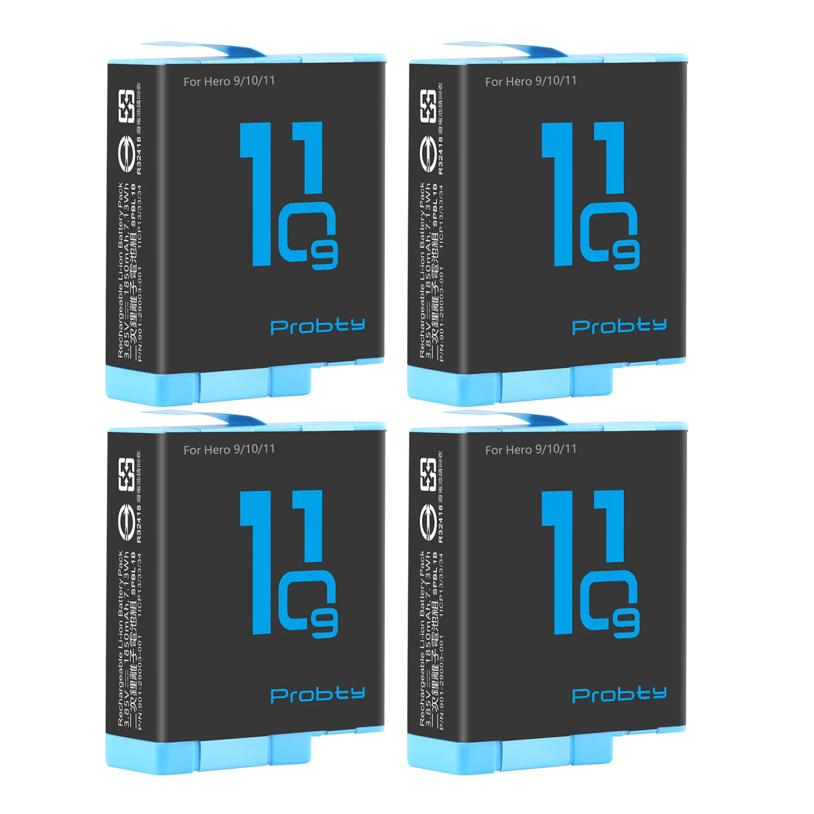 1850 mAh batterij voor GoPro Hero 10 + LED 3-slots oplader met Type-C poort voor GoPro Hero 12 Go Pro 10 hero 11 hero 9 sportcamera's