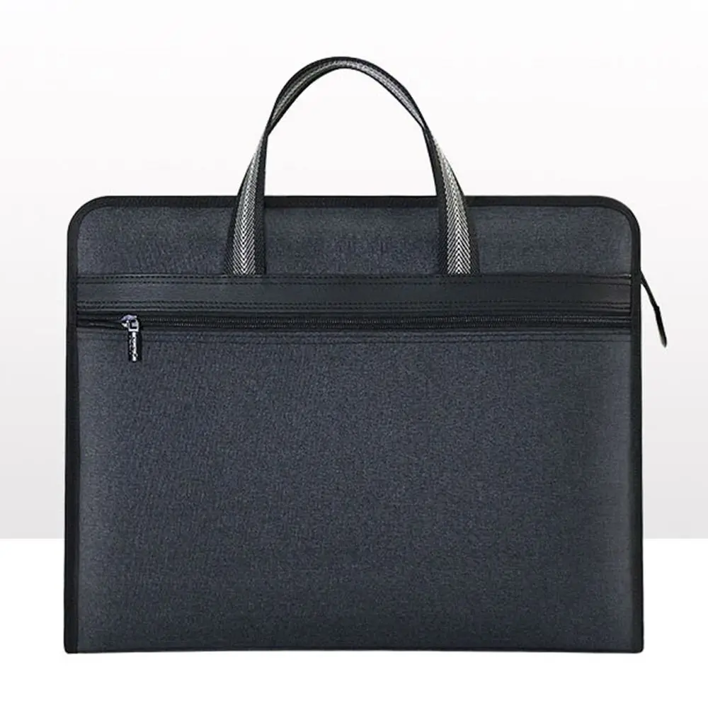 

Waterproof A4 File Bag Large Capacity Multiple Compartments Document Storage Bag with Handle Portable Canvas Briefcase
