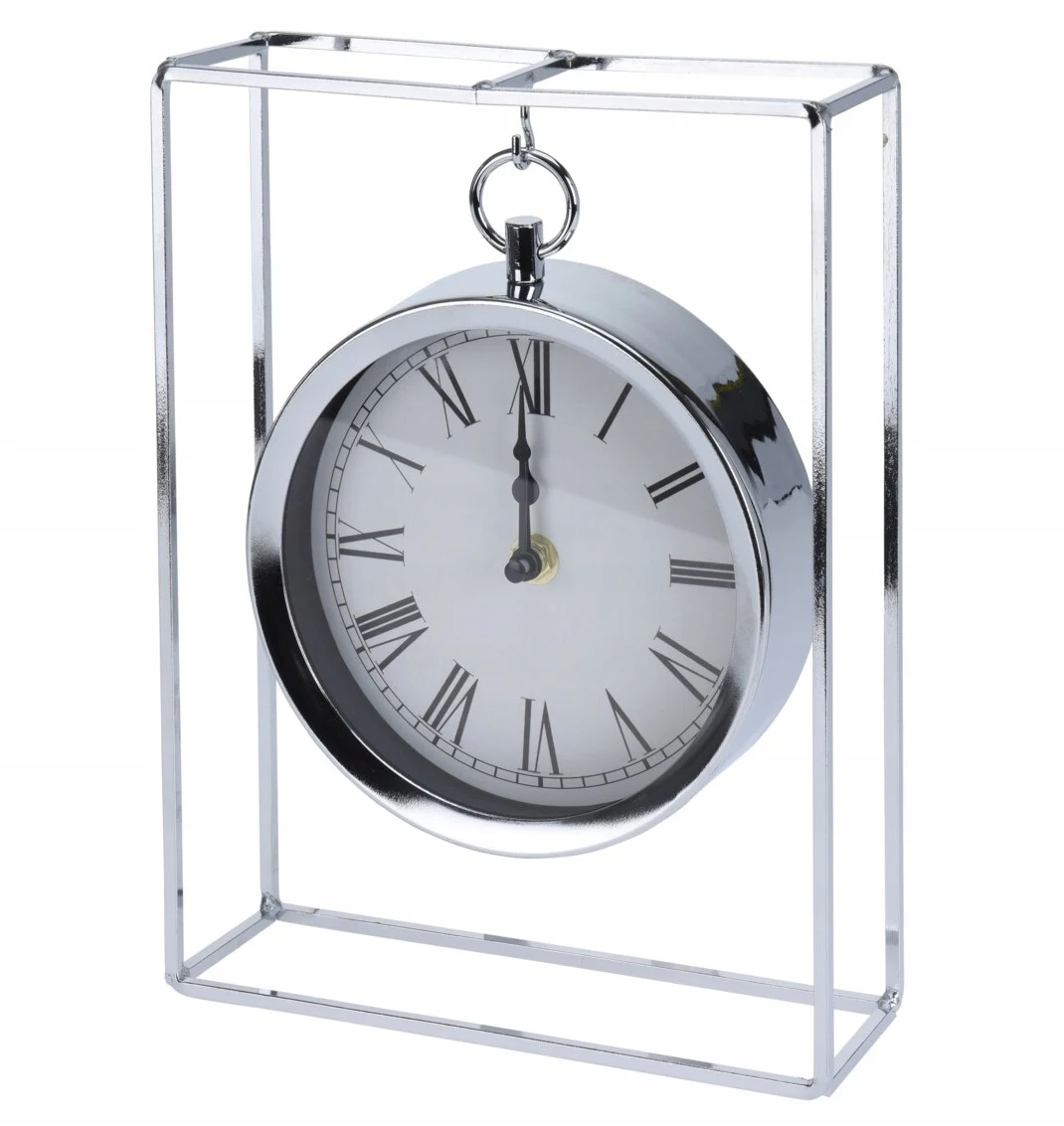 Wandklok hangend metaal modern zilver 18,8x25cm
