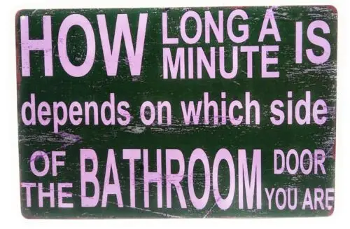 How Long A Minute is Depends on Which Side of The Bathroom Door You're On Sign-Aluminum