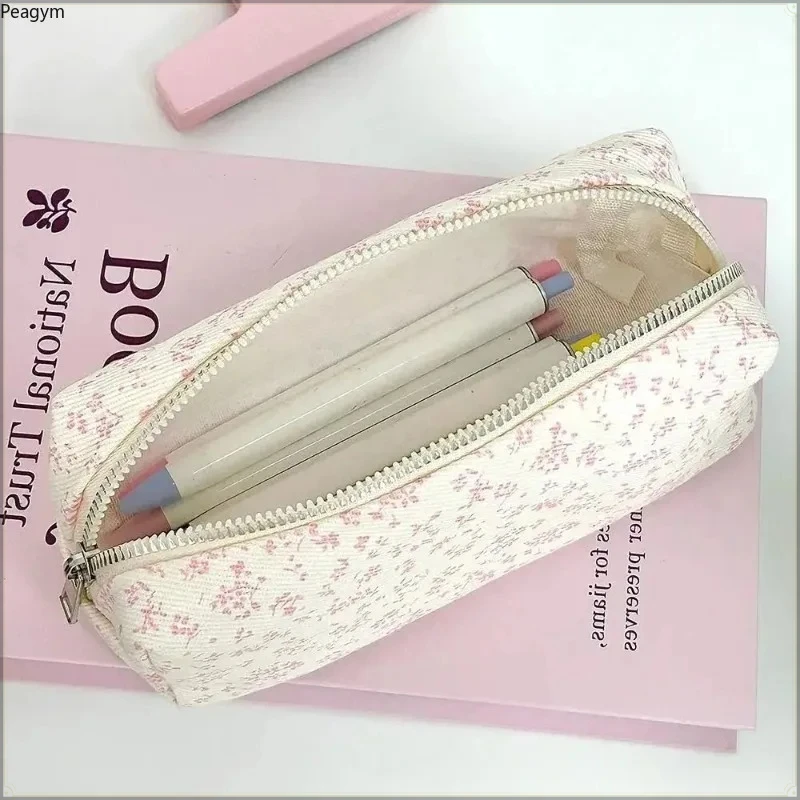 Frisches, pastoral gestyltes Blumenmäppchen, multifunktionale Aufbewahrungstasche mit großem Fassungsvermögen für Schreibwaren, Organizer für Schüler zum Schulanfang.