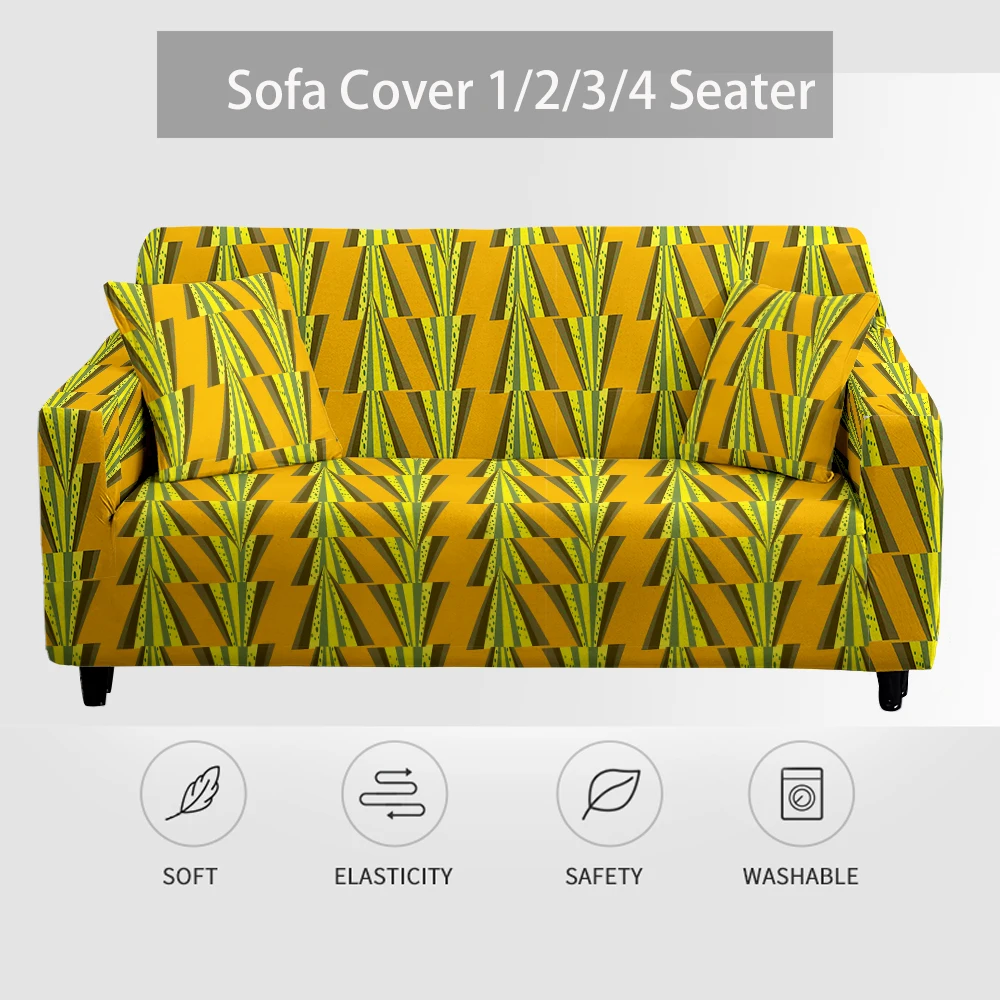 Non-Slip Waterproof Sofa Cover Geometric Style Brand Solid 1/2/3/4 Person Sofa Cover L-Shape Living Room Combination Sofa Cover