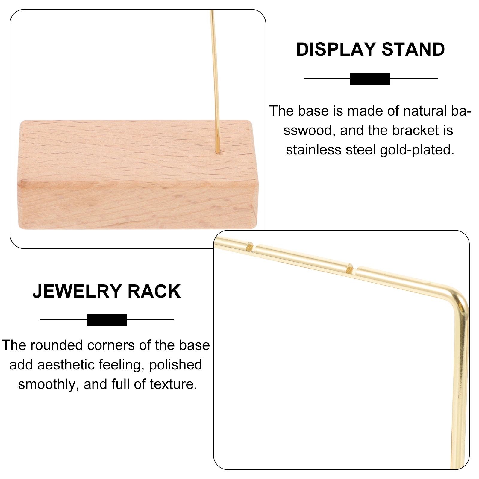 3pcs Jewelry Storage Display Rack for Earrings Necklace Bracelets Wooden Base Stand Decor Organizer
