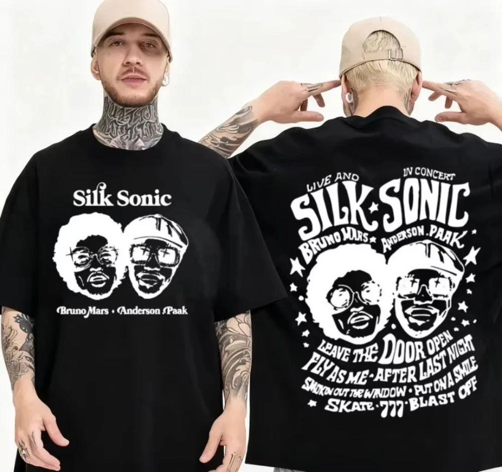 Camiseta Silk Sonic 100% algodón, camiseta Bruno Mars 24K MAGICT, regalo para fanáticos, ropa de calle para parejas, camisetas vintage para hombre