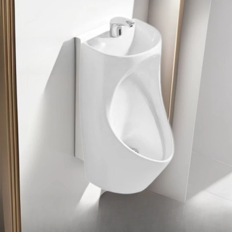 Men's urinal public hotel bathroom bathroom ceramic wall-mounted urinal with wash basin induction