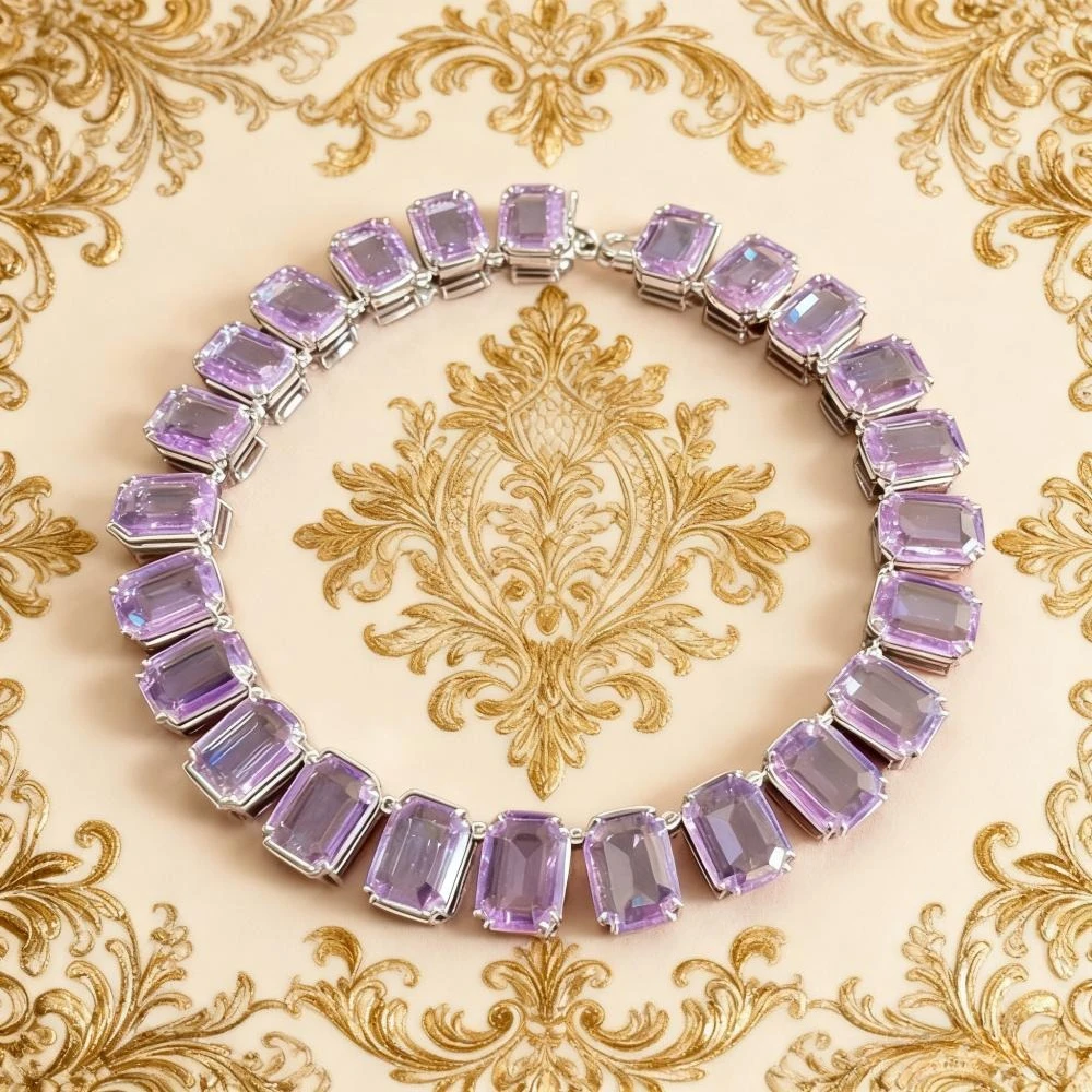 

Premium Jewelry Purple Jewelry Set - Necklace, Bracelet & Earrings - Light Luxury, Versatile, Niche Design