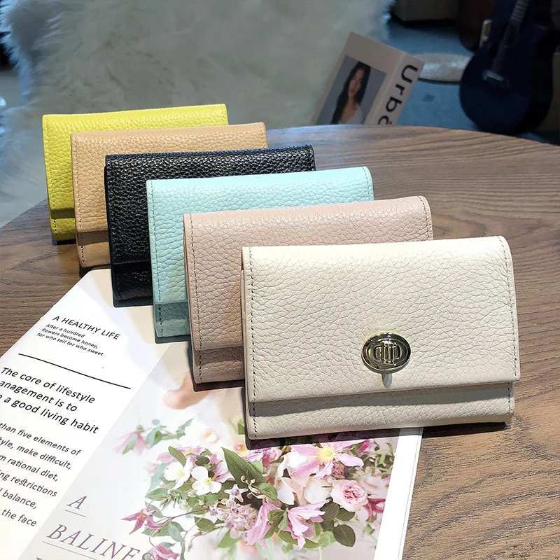 Mini Wallet for Women Genuine Leather Short Purse for Lady New Fashion Credit Cards Organizer Card Holder Driver Licence Holder