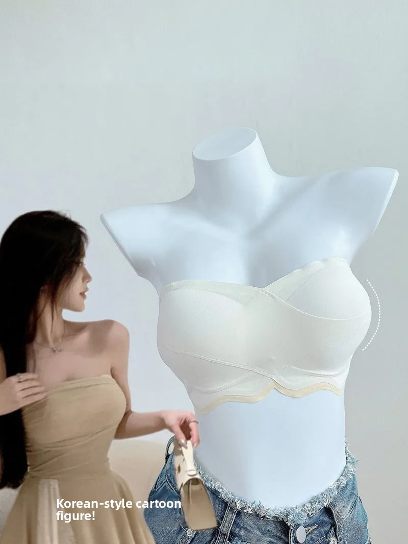 Wireless KUCLUT Sexy Bra Women's Underwear Transparent Gathered Slimming Anti-Slip Sexy Style Four-Row Buckle Thin Cup Tube Top