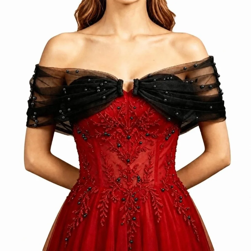 With Pearls Bridal Sleeves Multiple Colors Wedding Dress Off Shoulder Sleeves Solid Color Detachable Shoulder Straps Wedding