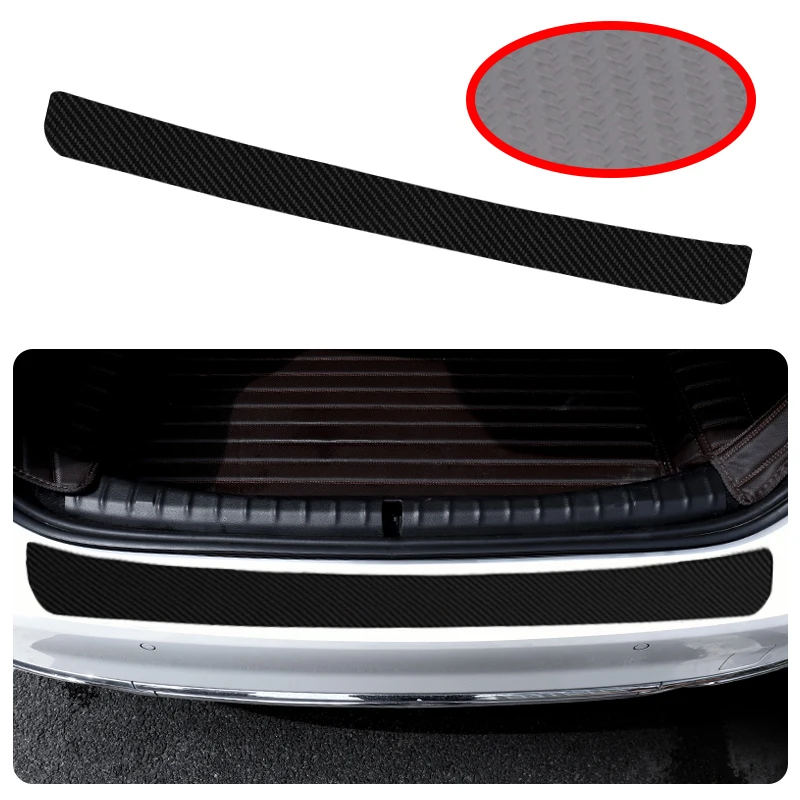 Universal Leather Door Sill Protection Strip Carbon Fiber Car Trunk Trunk Decoration Car Rear Bumper Protection Strip Auto Parts