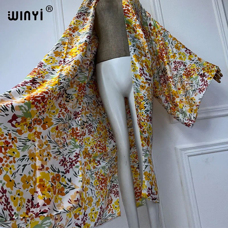 WINYI Women Bohemian Tie-dye print Elegant Casual dress African Cardigans Outerwear For Women Summer Sexy Lady Swimwear Kimonos