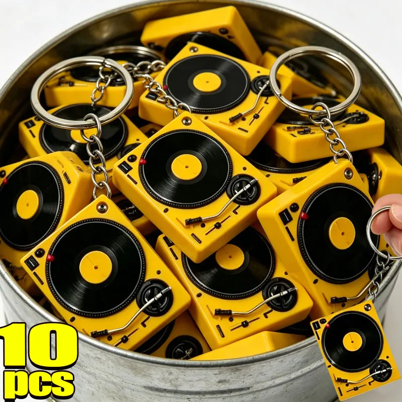 1-100pcs 2027 New Creative Acrylic Music Record Player Keychain Retro Vinyl CD Record DIY Player Pendant Machine Cute Gifts