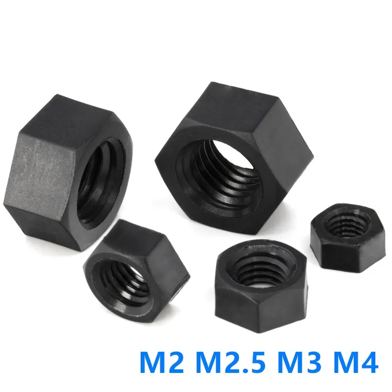 50Pcs Black Nylon Hex Nuts M2 M2.5 M3 M4 Plastic Hexagon Fasteners for PCB Board Electronics