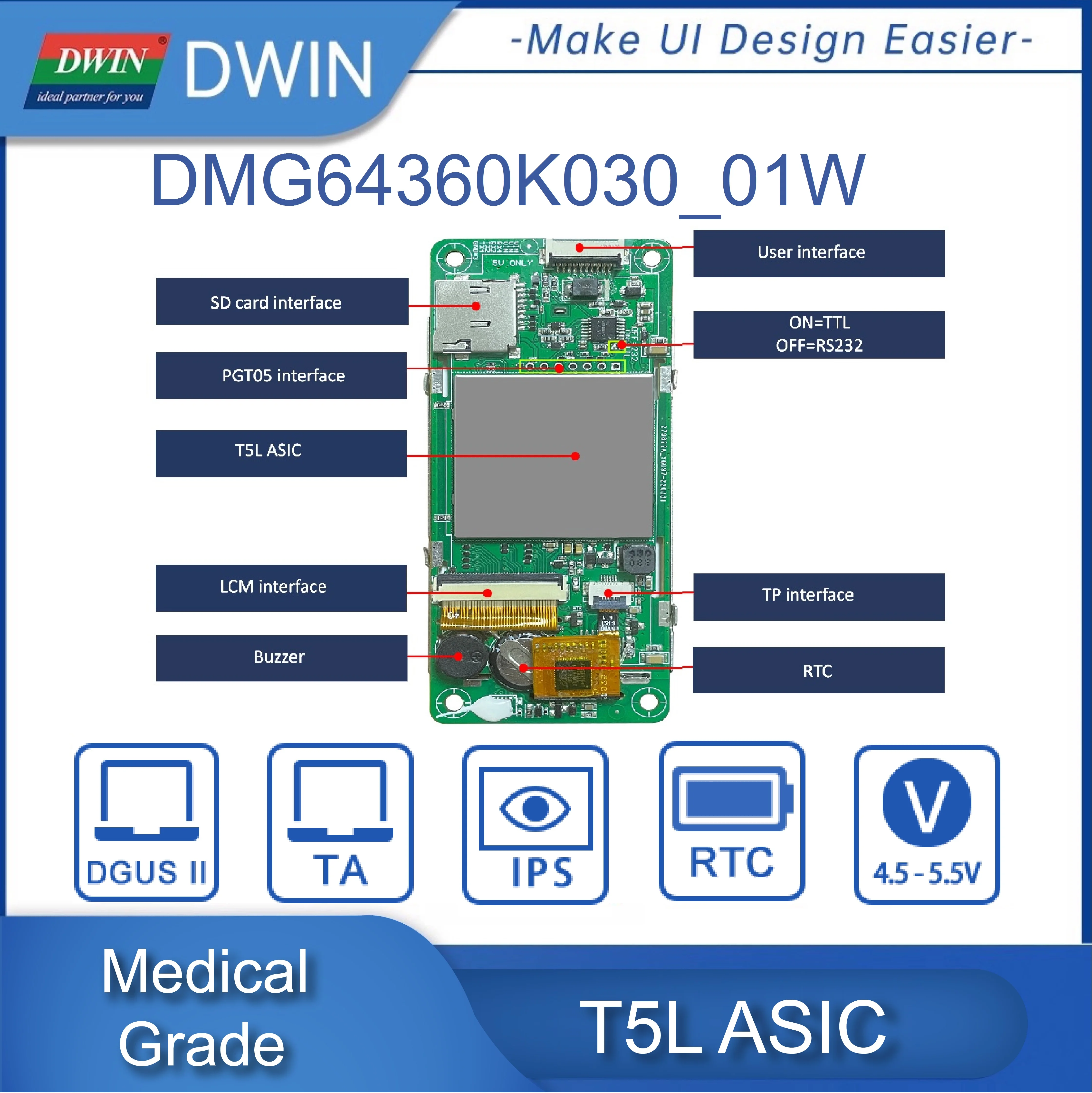 Dwin 3 Inch 360*640 Lcd-Scherm Industrie & Medische Kwaliteit Slimme Lcm Tft Touch Monitor Ips Scherm Met Conforme Coating