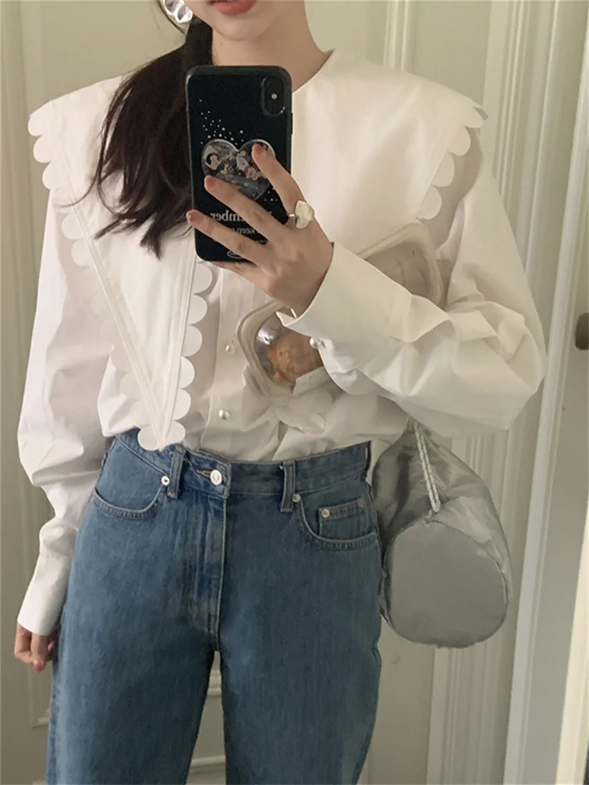 

Alien Kitty White Stylish Shirts Women All Match Korea OL 2023 Gentle Autumn Full Sleeve Sweet Camping Chic Slim New Loose