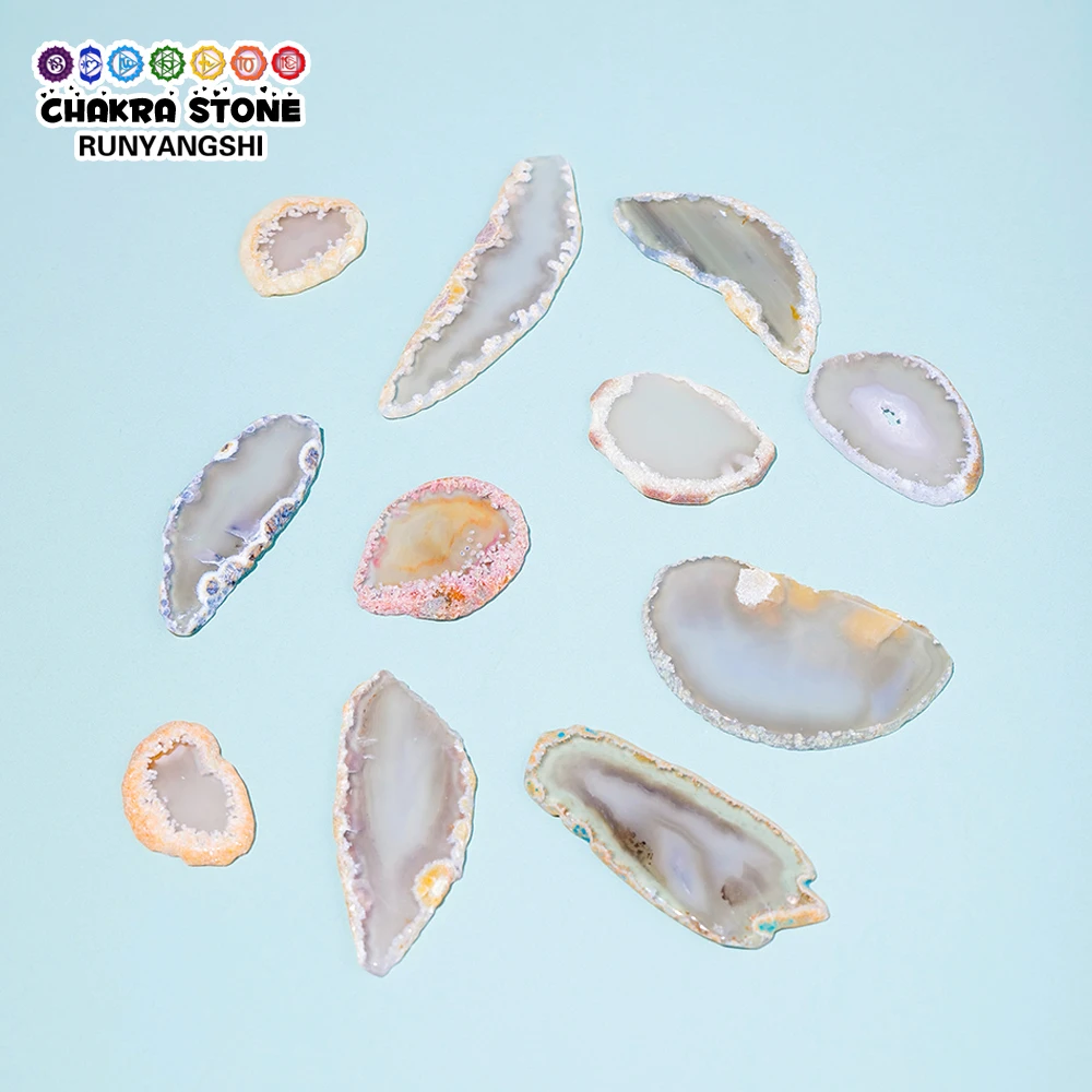 1pc Natural Irregular Light Table Agate Geode Slice Healing Polished Mineral Stone Crystal Slab Cards Diy Home Decoration Crafts