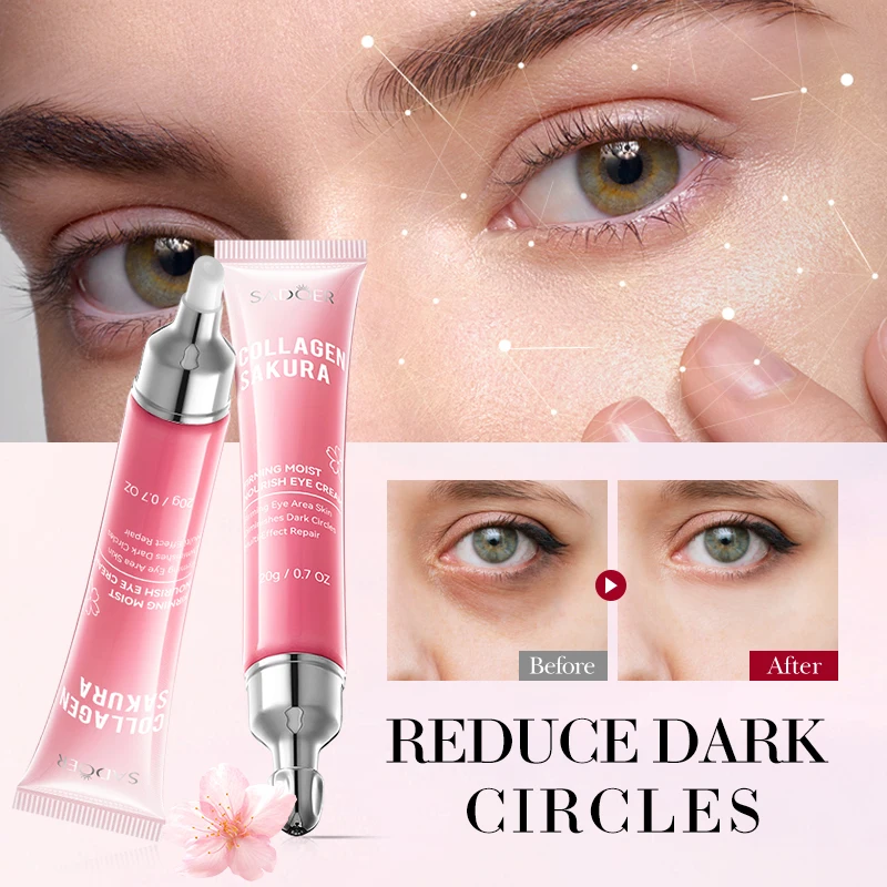 Sakura Collagen Firming and Elastic Eye Cream, Anti-Wrinkle, Remove Dark Circles, Reduce Eye Bags, Tighten, Lift and Nourish Eye