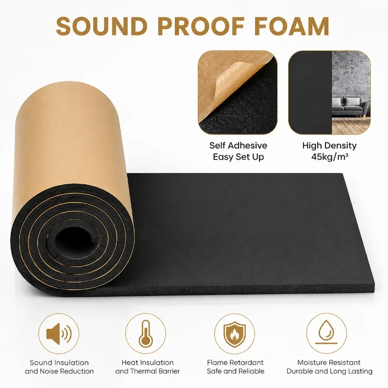5/10/15/20mm Thickness Self Adhesive Closed Cell Foam Roll Car Heat Insulation Sound Deadening Mat with Kraft Paper Backing